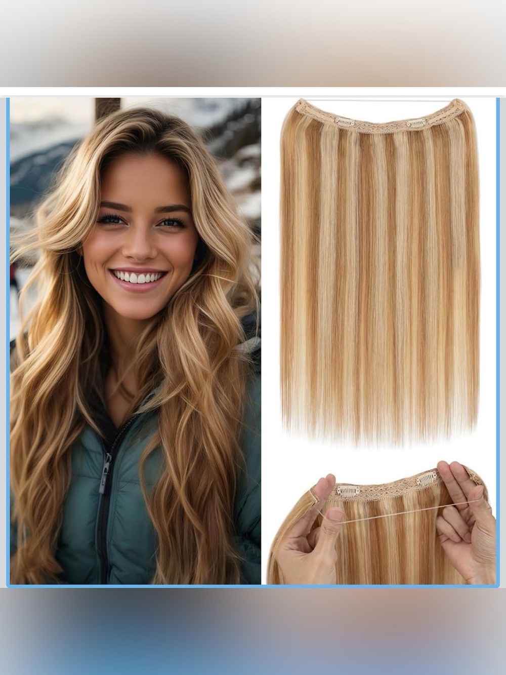 Wire Hair Extensions Real Human Hair Remy Hairs Wire Extension 16”